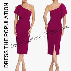 ⭐🆕 DRESS THE POPULATION dark magenta midi dress